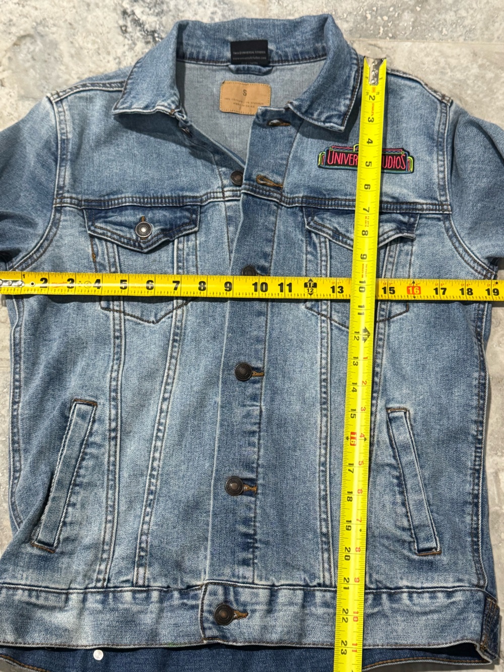 Universal Studios Neon Logo Light Wash Denim Jean Jacket - Picture 5 of 7